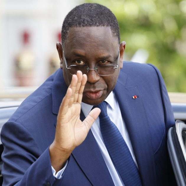 Senegal's President Macky Sall as he departs after meeting with France's President at the Elysee Palace, amid the New Global Financial Pact Summit in Paris on June 23, 2023. (Photo by Ludovic MARIN / AFP)