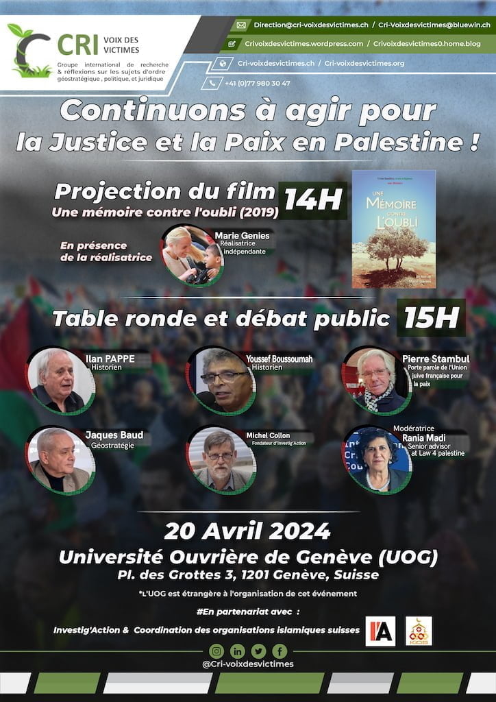 Continuons à agir pour la Justice et la Paix en Palestine ! - Investig ...