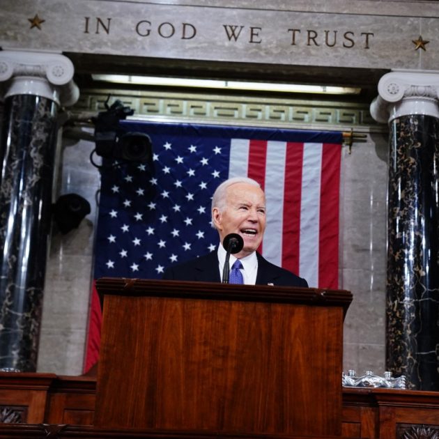 US President Joe Biden delivers his third State of the Union address in the House Chamber of the US Capitol in Washington, DC, on March 7, 2024. (Photo by SHAWN THEW / POOL / AFP)