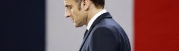 French President Emmanuel Macron meets students at Sun Yat-sen University in Guangzhou on April 7, 2023. (Photo by LUDOVIC MARIN / AFP)