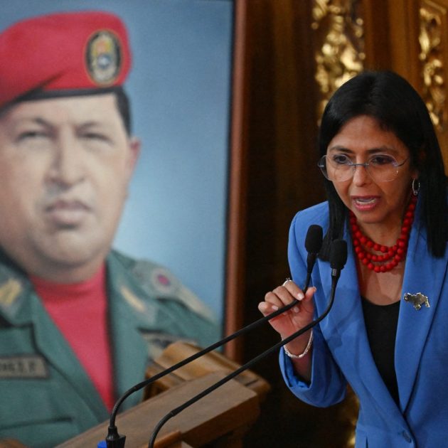 Venezuela's Vice-President Delcy Rodriguez speaks during the presentation of the 2025 budget bill at the National Assembly in Caracas on December 3, 2024. The Venezuelan government submitted to Parliament a 2025 budget bill of 22.6 billion dollars, 10 percent higher than the current year, amid uncertainty about new sanctions in the face of a third term for Nicolas Maduro as president. (Photo by JUAN BARRETO / AFP)