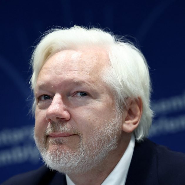 WikiLeaks founder Julian Assange speaks during a parliamentary hearing at the Council of Europe in Strasbourg, eastern France, on October 1, 2024. (Photo by FREDERICK FLORIN / AFP)