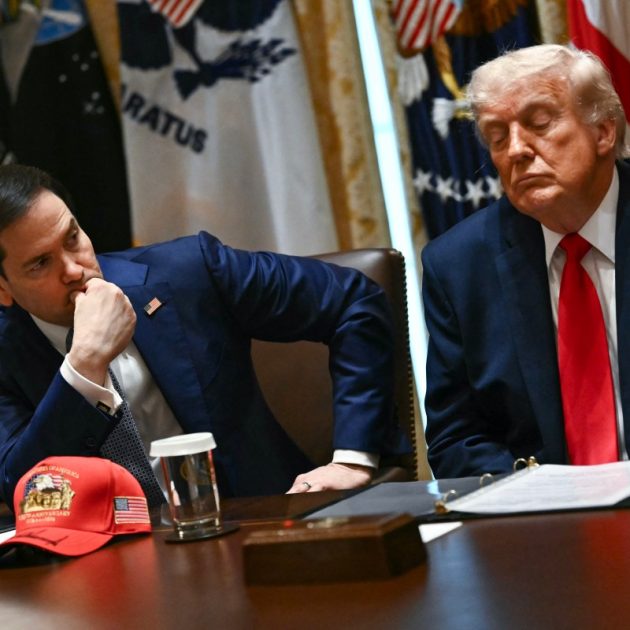 (L/R) US secretary of Interior Doug Burgum, US Secretary of State Marco Rubio and US President Donald Trump listens during a cabinet meeting in the Cabinet Room of the White House in Washington, DC, on May 27, 2026. (Photo by Kent NISHIMURA / AFP)