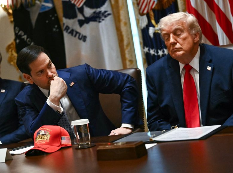 (L/R) US secretary of Interior Doug Burgum, US Secretary of State Marco Rubio and US President Donald Trump listens during a cabinet meeting in the Cabinet Room of the White House in Washington, DC, on May 27, 2026. (Photo by Kent NISHIMURA / AFP)