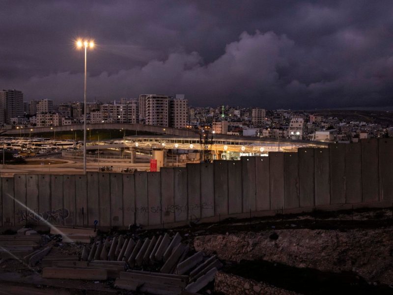 This picture shows a view of the Israeli built controversial separation barrier at Qalandia check point in Al-Ram, in the occupied West Bank on February 24, 2026. (Photo by JOHN WESSELS / AFP)