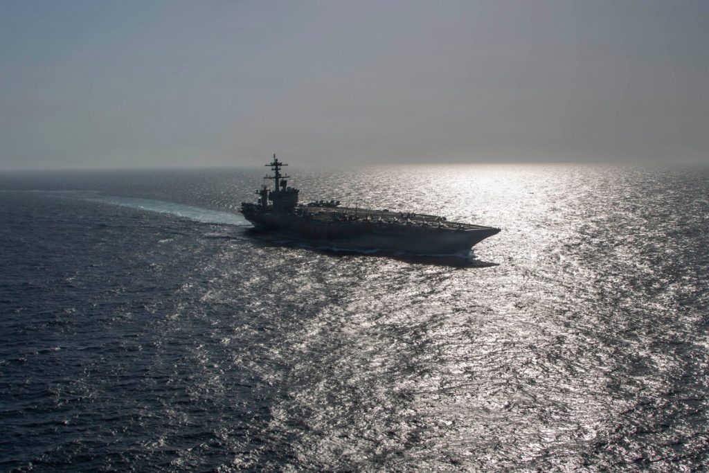 This US Navy handout photo released on May 12, 2026, by US Central Command Public Affairs shows Nimitz-class aircraft carrier USS Abraham Lincoln sailing in the Arabian Sea on May 8, 2026. Iran's chief negotiator said on May 12 that Washington must accept Tehran's latest peace plan or face failure, after the US president warned the truce in the Middle East war was on the brink of collapse. The war, which erupted more than two months ago with US-Israeli strikes on Iran, has spread throughout the Middle East and roiled the global economy despite the ceasefire, impacting hundreds of millions worldwide. (Photo by various sources / AFP) / RESTRICTED TO EDITORIAL USE - MANDATORY CREDIT "AFP PHOTO / US NAVY / NAVCENT PUBLIC AFFAIRS" - HANDOUT - NO MARKETING NO ADVERTISING CAMPAIGNS - DISTRIBUTED AS A SERVICE TO CLIENTS