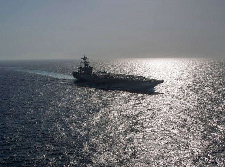 This US Navy handout photo released on May 12, 2026, by US Central Command Public Affairs shows Nimitz-class aircraft carrier USS Abraham Lincoln sailing in the Arabian Sea on May 8, 2026. Iran's chief negotiator said on May 12 that Washington must accept Tehran's latest peace plan or face failure, after the US president warned the truce in the Middle East war was on the brink of collapse. The war, which erupted more than two months ago with US-Israeli strikes on Iran, has spread throughout the Middle East and roiled the global economy despite the ceasefire, impacting hundreds of millions worldwide. (Photo by various sources / AFP) / RESTRICTED TO EDITORIAL USE - MANDATORY CREDIT "AFP PHOTO / US NAVY / NAVCENT PUBLIC AFFAIRS" - HANDOUT - NO MARKETING NO ADVERTISING CAMPAIGNS - DISTRIBUTED AS A SERVICE TO CLIENTS