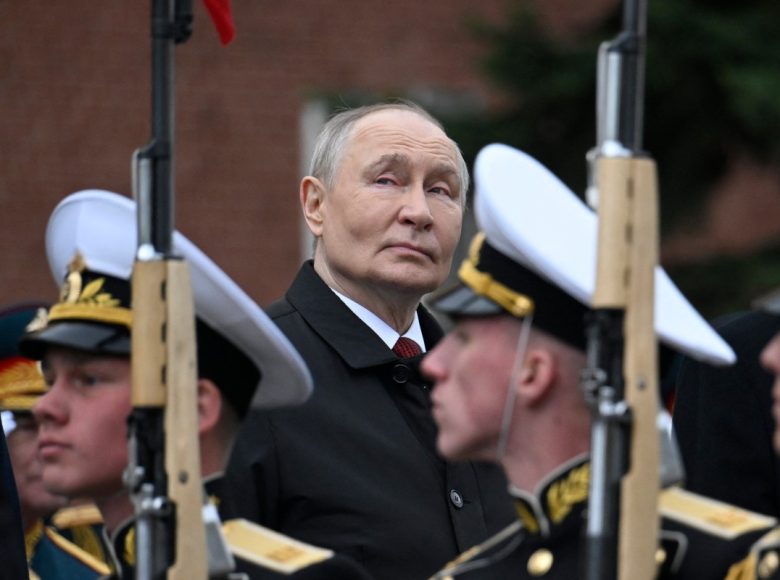 Russian President Vladimir Putin attends a ceremony to lay flowers at the Tomb of the Unknown Soldier by the Kremlin wall in central Moscow on May 9, 2026. Russia celebrates the 81st anniversary of the Soviet Union's victory over Nazi Germany in World War Two (WWII). (Photo by Alexander NEMENOV / POOL / AFP)