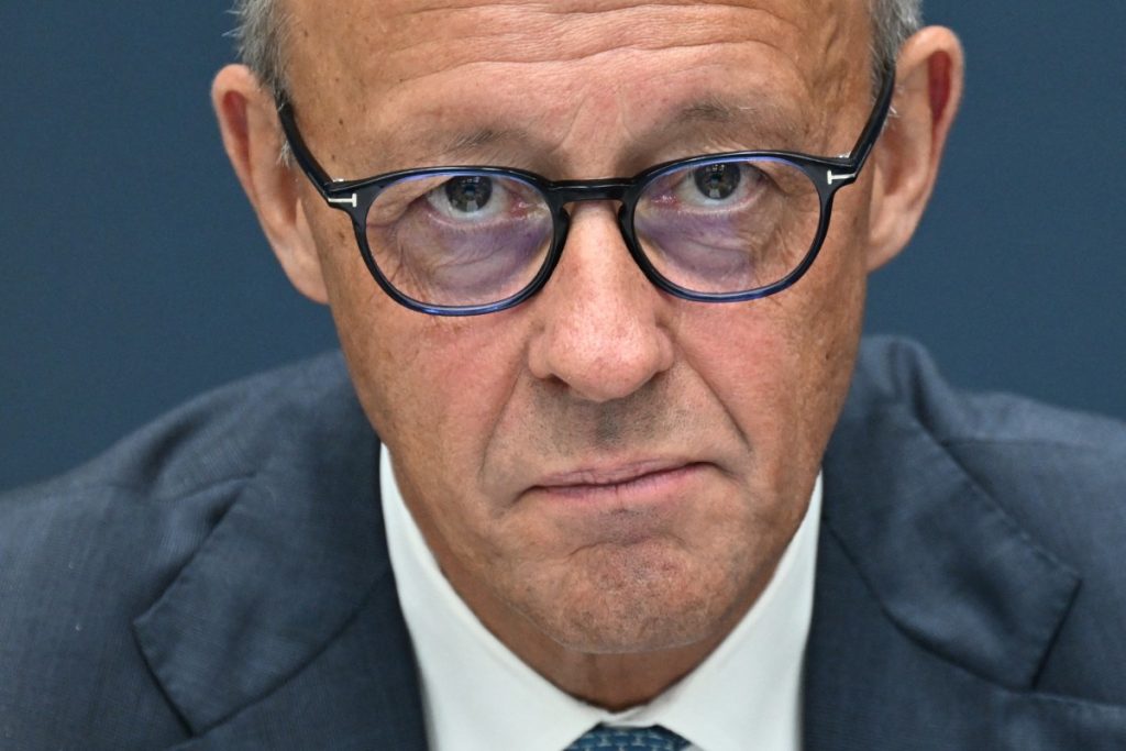 German Chancellor Friedrich Merz, also leader of Germany's conservative Christian Democratic Union (CDU) party, is pictured at the start of the CDU's leadership meeting in Berlin on September 7, 2026, one day after regional elections in the eastern federal state of Saxony-Anhalt. (Photo by RALF HIRSCHBERGER / AFP)