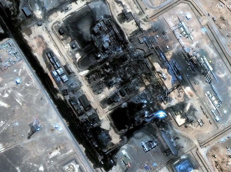 This handout satellite image released by Vantor shows a view of a pumping station along the general route of Saudi Arabia's East-West pipeline (Petroline) in al-Mesabaah, southeast of Medina, on September 13, 2026, following an attack and resulting fires on September 11 which caused significant damage to the site along the pipeline. Attacks by Yemen's Iran-backed Houthis are hurting Saudi Arabia's oil industry and risk dragging it back to full-scale war -- something it seems desperate to avoid. Saudi jets carried out dozens of airstrikes in response, a reminder of the Yemen war when tens of thousands of strikes from the Saudi-led coalition hammered Houthi-held areas until a ceasefire in 2022. (Photo by Satellite image ©2026 Vantor / AFP) / RESTRICTED TO EDITORIAL USE - MANDATORY CREDIT "AFP PHOTO / Satellite image ©2026 Vantor  - NO MARKETING NO ADVERTISING CAMPAIGNS - DISTRIBUTED AS A SERVICE TO CLIENTS - THE WATERMARK MAY NOT BE REMOVED/CROPPED